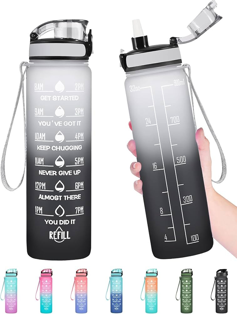Enerbone 32 OZ Water Bottle, Leakproof BPA & Toxic Free, Motivational Water Bottle with Times to ... | Amazon (US)