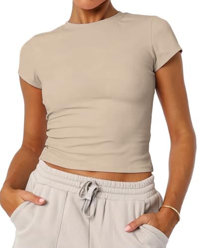 Women's Basic Summer Short Sleeve Crewneck T-Shirts Y2K Cute Going Out Tops Baby Tee | Amazon (US)
