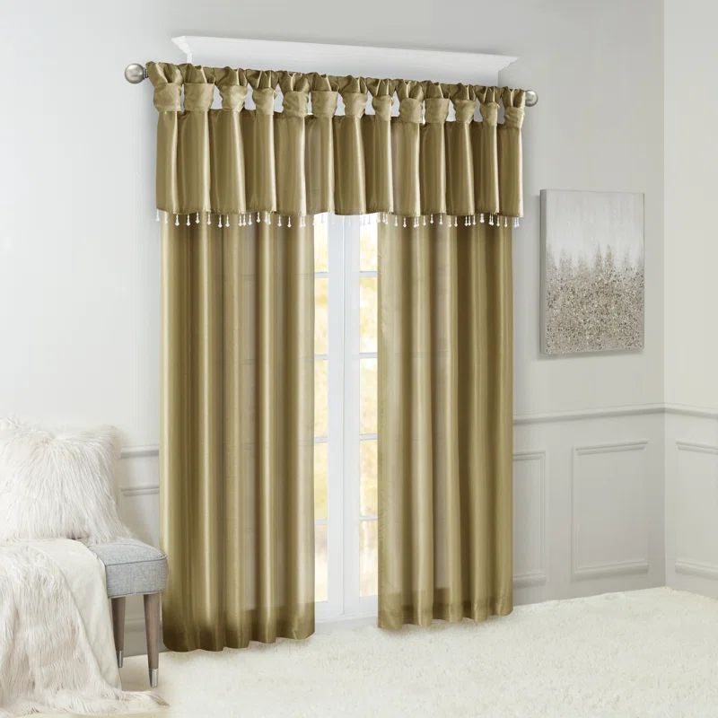 Rivau Faux Silk Lined Twist Tab Window Curtain Panel | Wayfair North America