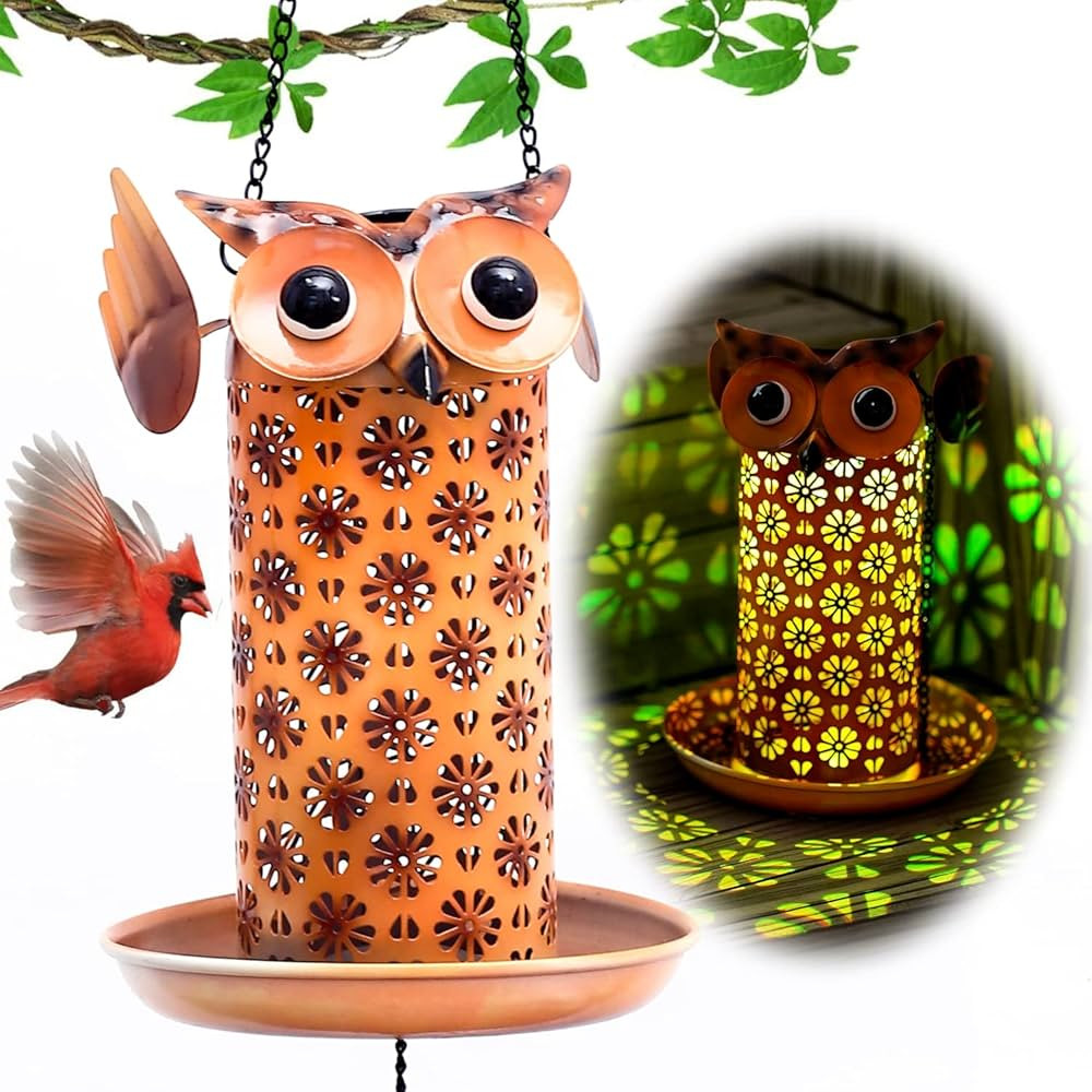 Solar Wild Bird Feeder for Outside Hanging Gifts for Bird Lovers,Owl Decorative Solar Bird Feeder... | Amazon (US)