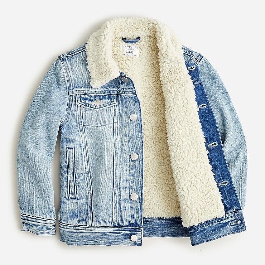 Relaxed denim jacket with sherpa lining | J.Crew US