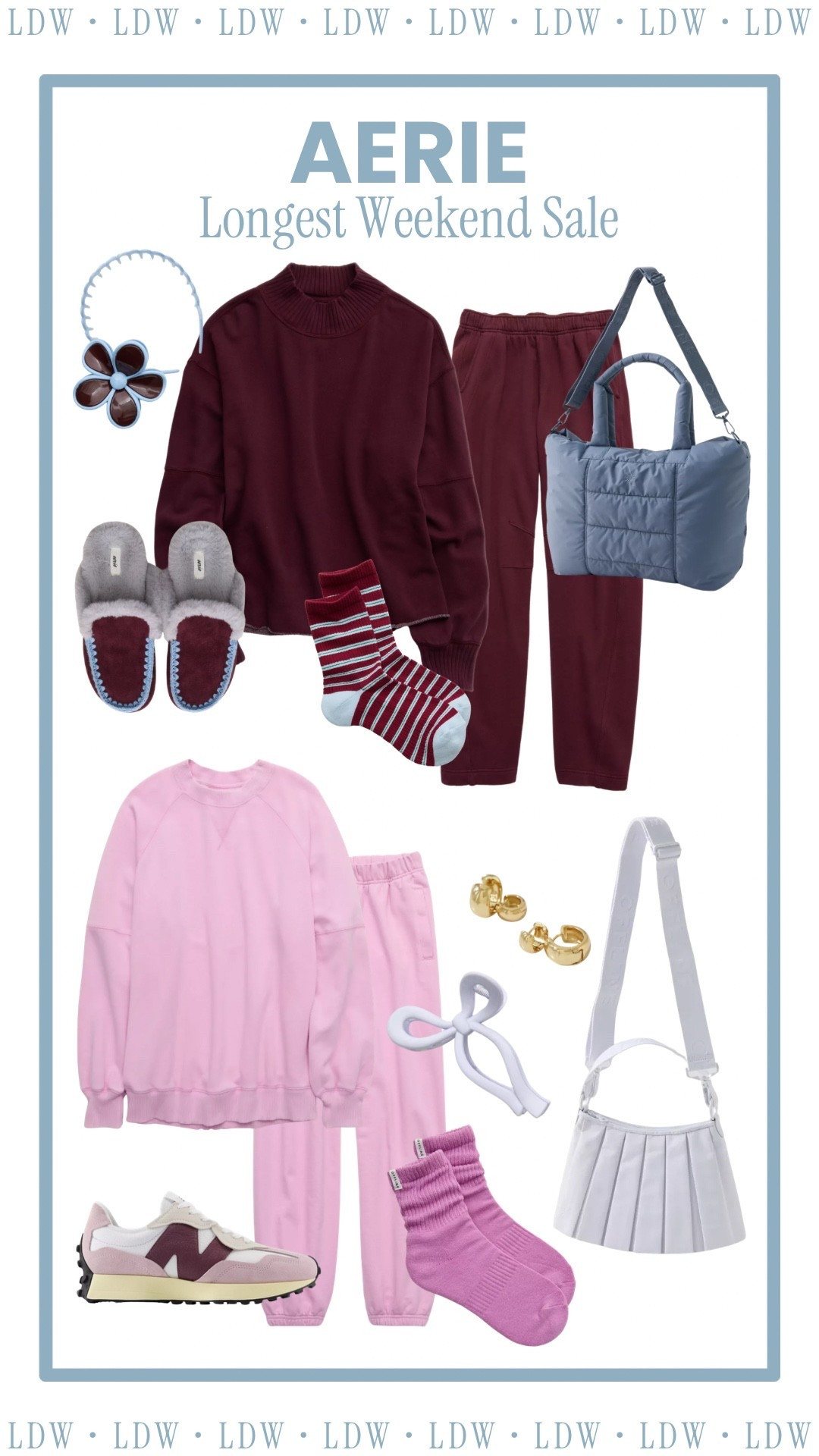 Aerie’s Longest Weekend Sale 25-50% EVERYTHING #aeriereal #aerie #loungewear #maroon #pink

#LTKmomlife #LTKootd #LTKSaleAlert