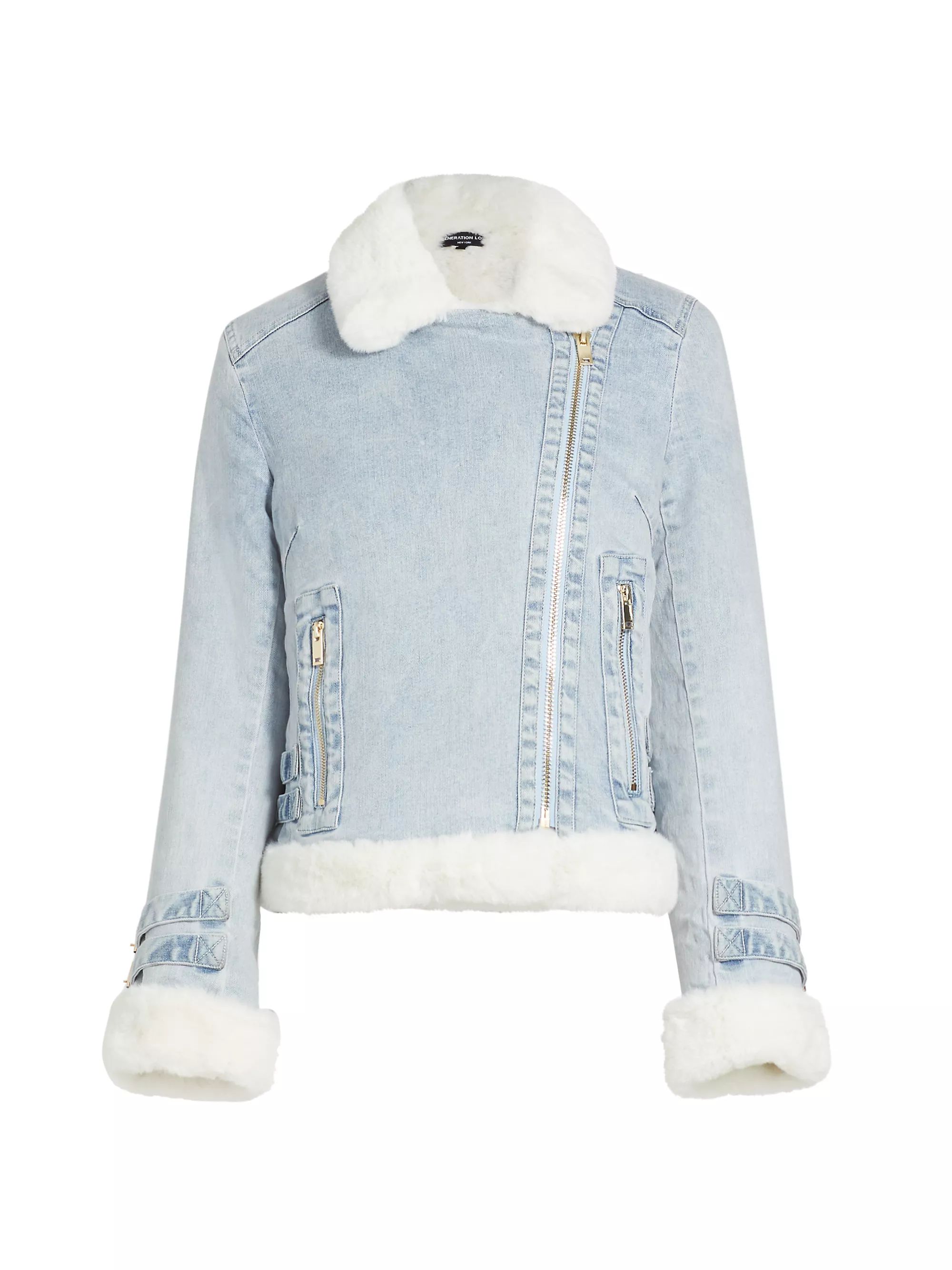 Molly Denim & Faux Fur Moto Jacket | Saks Fifth Avenue