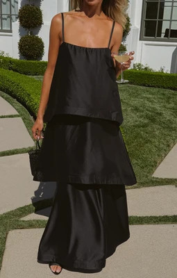 Ella Maxi Dress, in Black Luxe Satin, Size: Small | Show Me Your Mumu | Show Me Your Mumu