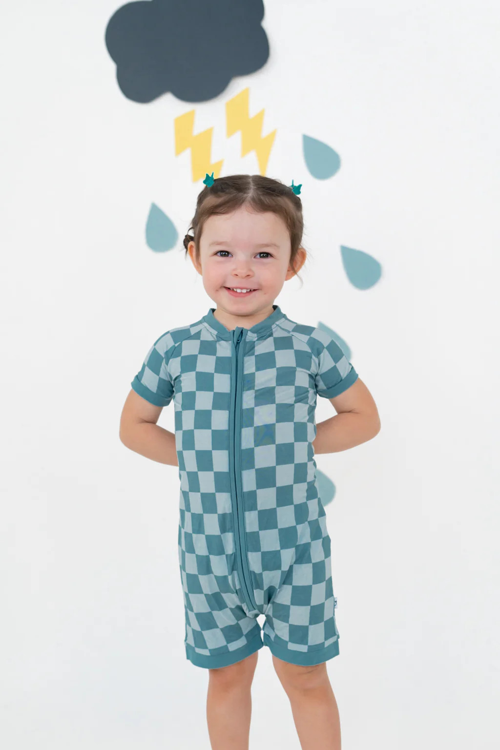 STORMY CHECKERS DREAM SHORTIE | Dream Big Little Co.