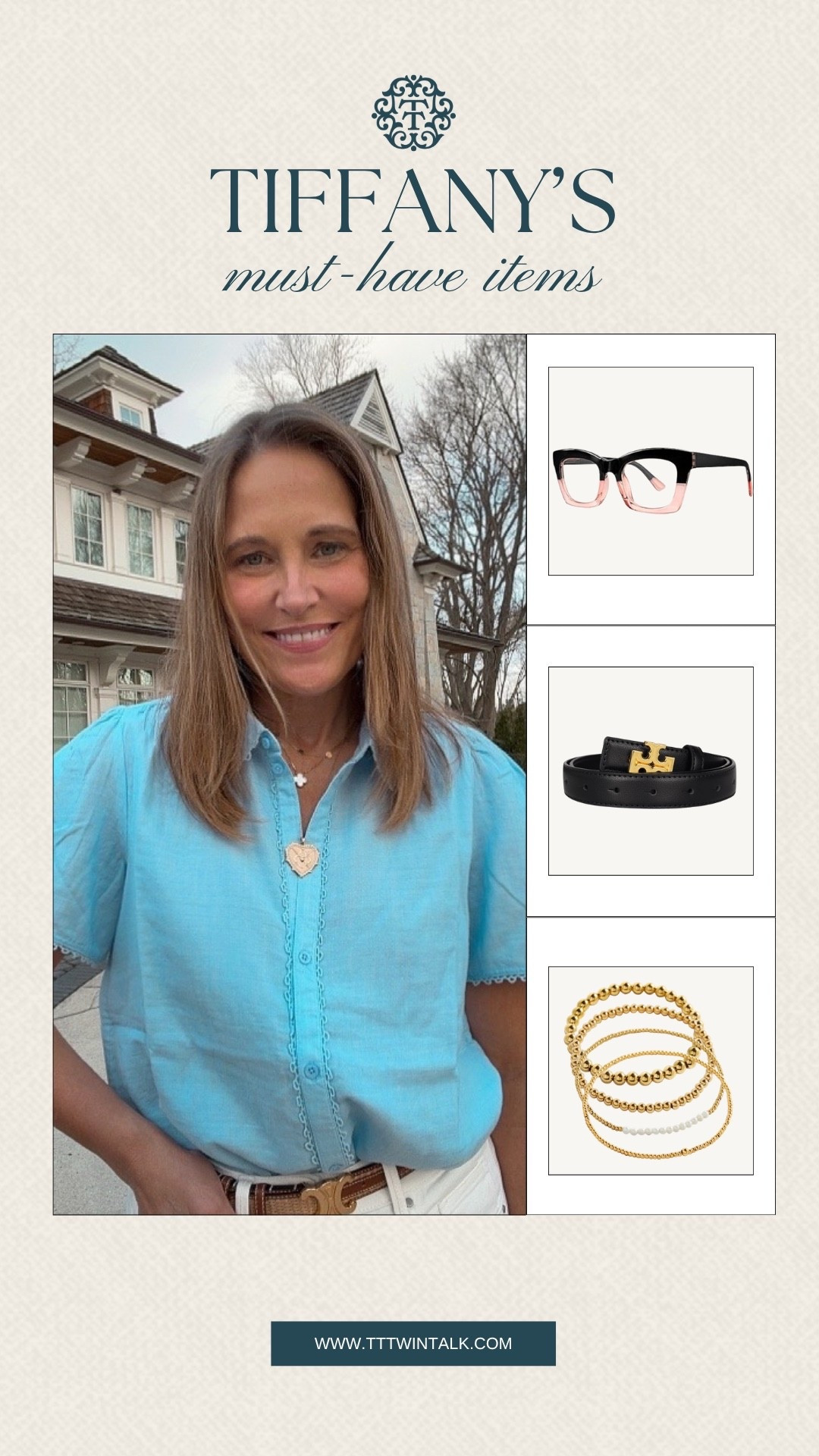Tiffany’s picks are full of those finishing touches that make outfits feel complete. The layered bracelets, classic belt, and statement glasses are pieces she can throw on with almost anything. Easy staples that still bring a little personality into everyday looks.

#LTKSeasonal #LTKOver40 #LTKMidsize