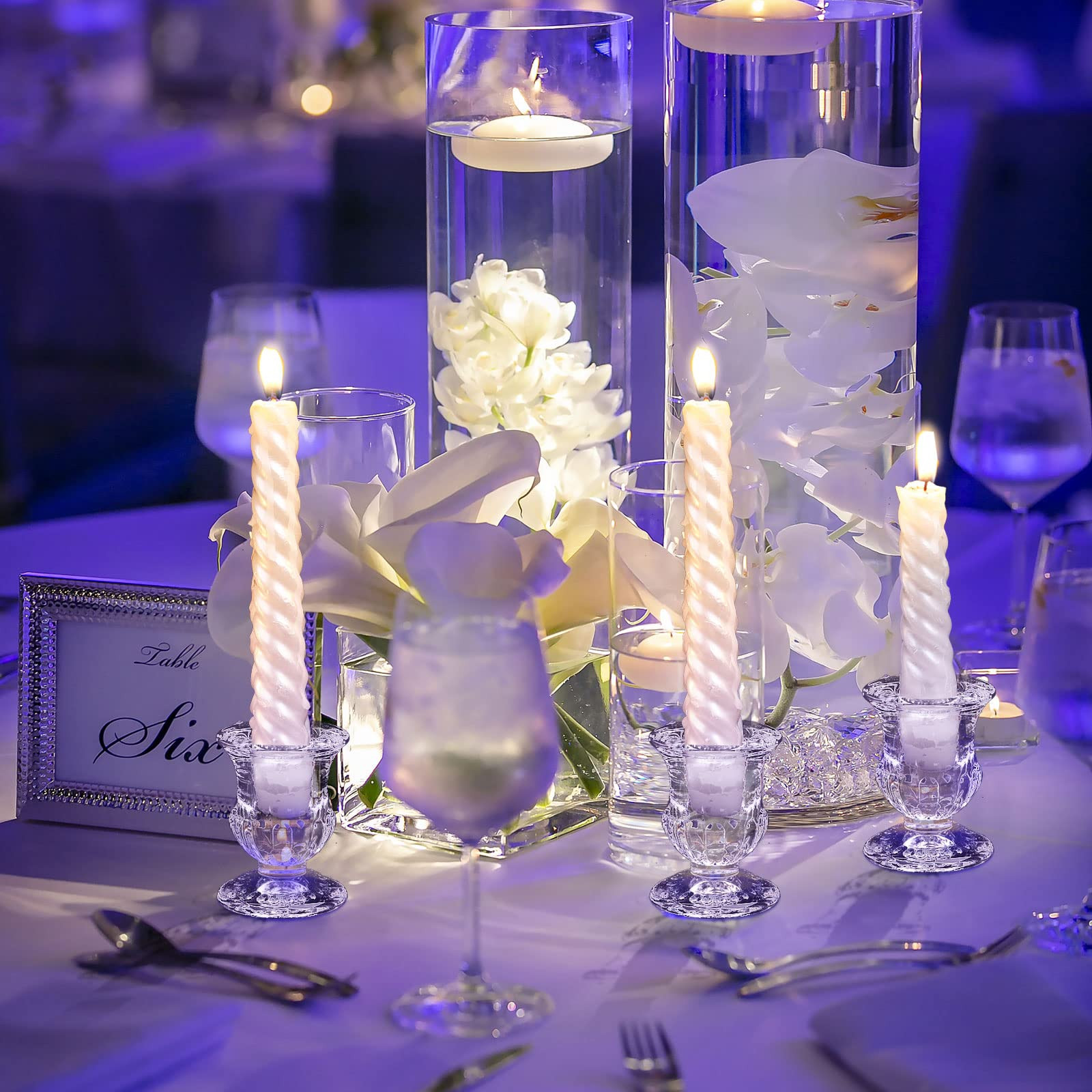 48 Pieces Glass Taper Candle Holders 2.5 Inch Clear Short Taper Candlestick Holders Bulk Elegant ... | Amazon (US)