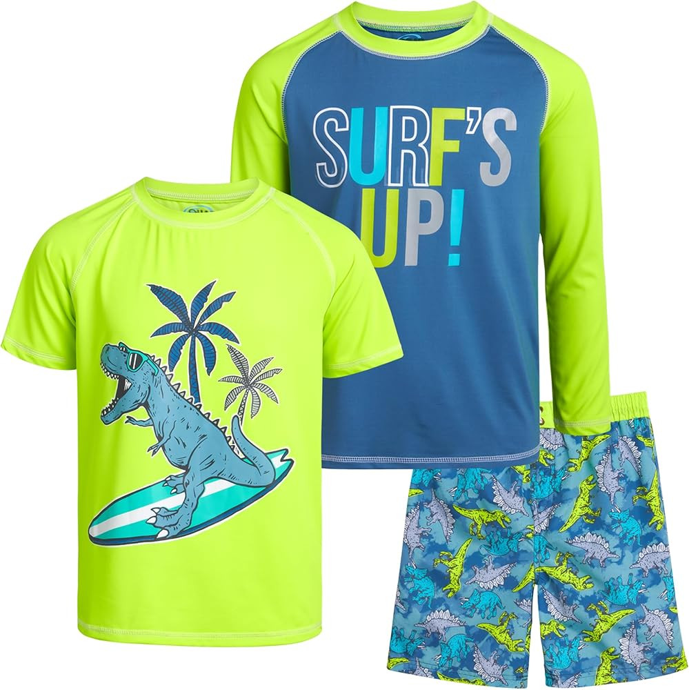 Amazon.com: Quad Seven Boys' Rash Guard Set - 3 Piece Quick Dry Stretch Bathing Suit Trunks and S... | Amazon (US)