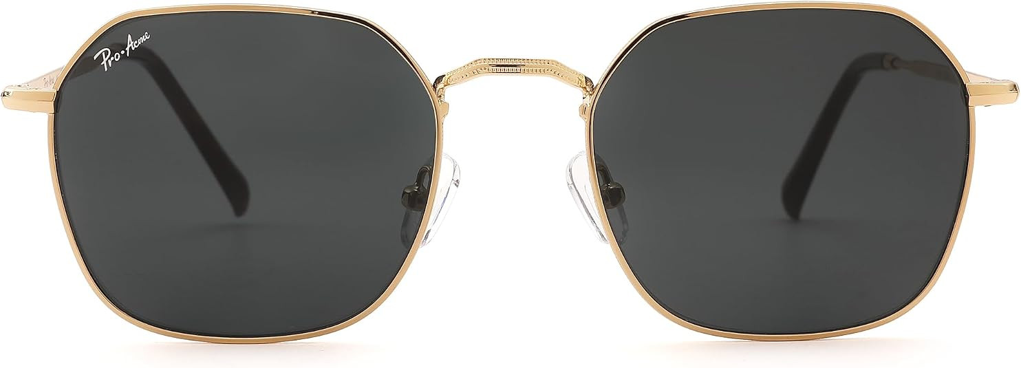 Pro Acme Hexagonal Sunglasses for Women Men, 100% Real Glass Lens | Retro Square Metal Frame, Tre... | Amazon (US)