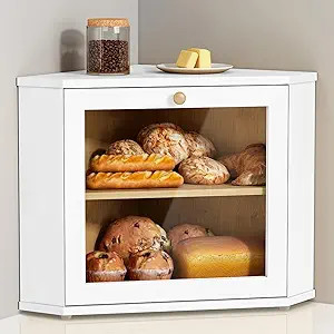 Goozii White Corner Bread Box for Kitchen Countertop, 2 Tier Breadbox for Sourdough Loaf, Modern ... | Amazon (US)