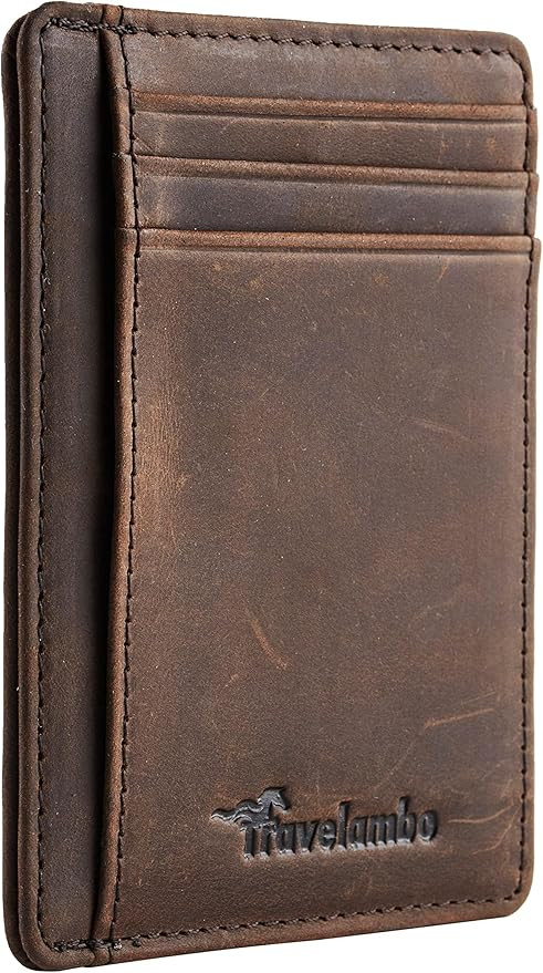 Travelambo Slim Wallet Front Pocket Minimalist Leather RFID Blocking Medium Size | Amazon (US)