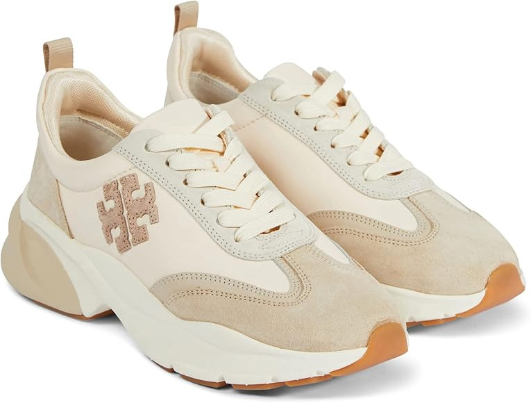 Tory Burch Women's Good Luck Trainer Sneakers French Pearl Dulce De Leche Biiscotti | Amazon (US)