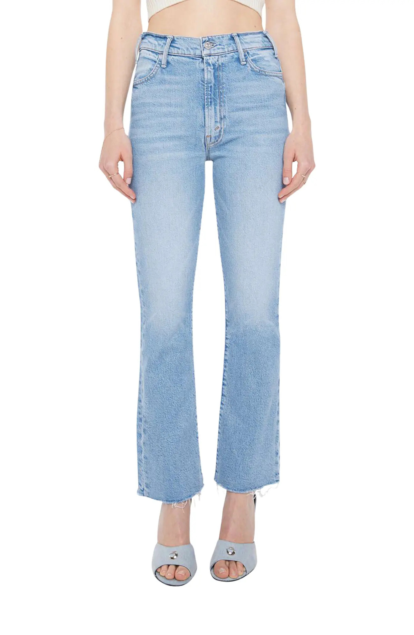 MOTHER The Hustler Frayed High Waist Ankle Bootcut Jeans (Women) | Nordstrom | Nordstrom