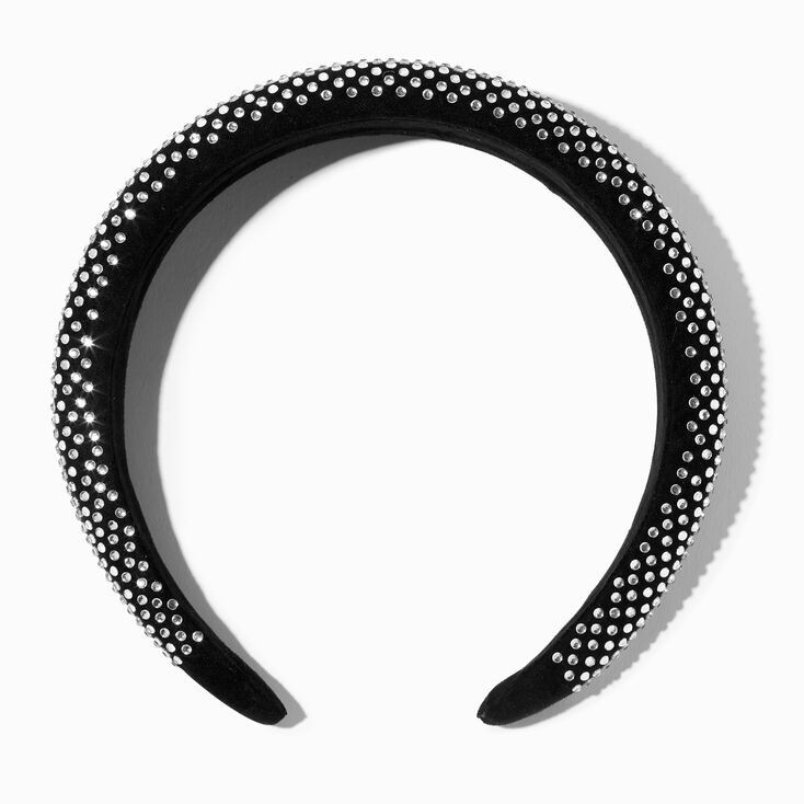 Embellished Puffy Headband - Silver/Black | Claire's (UK)