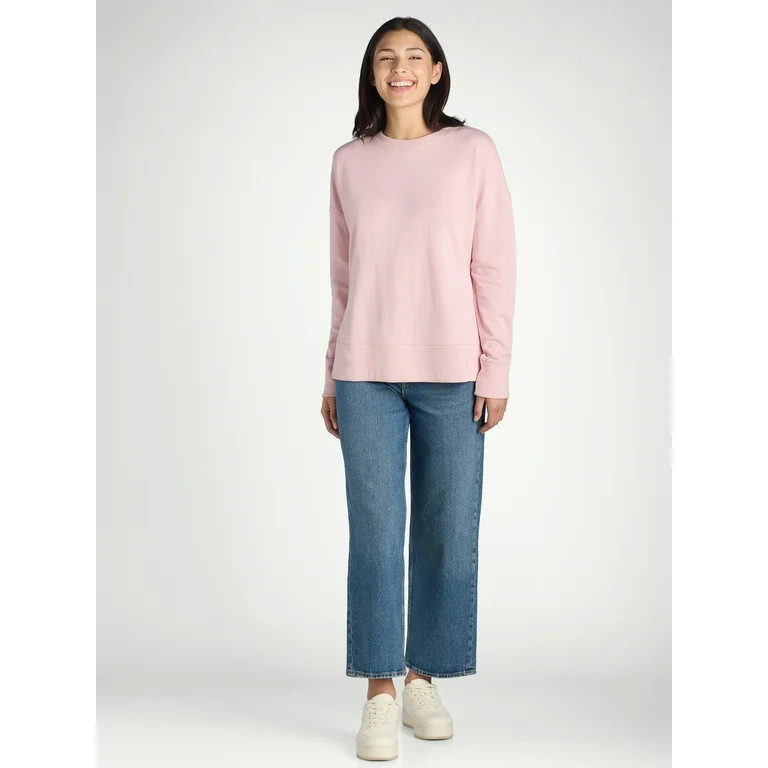 Time and Tru Women's Crewneck Sweatshirt with High-Low Hem, Sizes XS -4X - Walmart.com | Walmart (US)