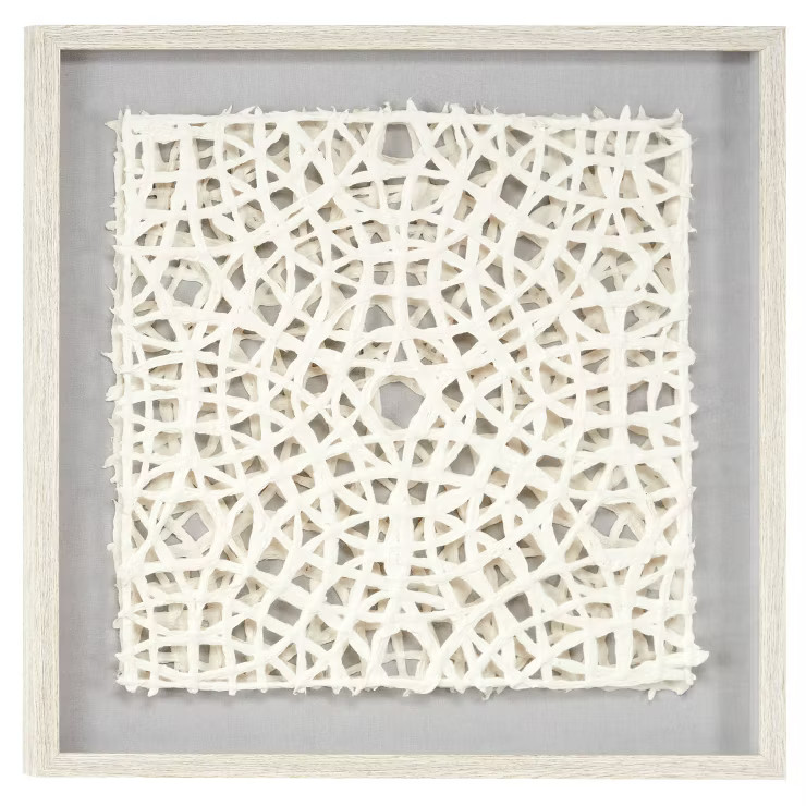 Wood Geometric Handmade 3D Square Origami Shadow Box with Canvas Backing Gray - Olivia & May | Target