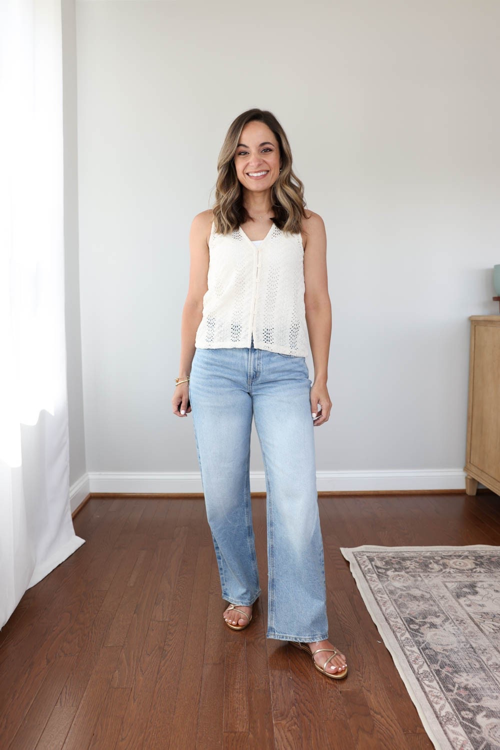 These AE jeans have become one of my top worn pairs of summer. (I also wear my cropped wide leg from J.Crew Factory just as much). 25% off today! 

Jeans (AE): 00 short - 9” rise, 27” inseam (measurements taken from the size I’m wearing, they don’t match the brand given measurements). 
Top (LOFT): petite xxs 
Camisole (Kohl’s): small

*I wear standard 24 in the cropped wide leg from J.Crew Factory

#LTKPetite #LTKSaleAlert