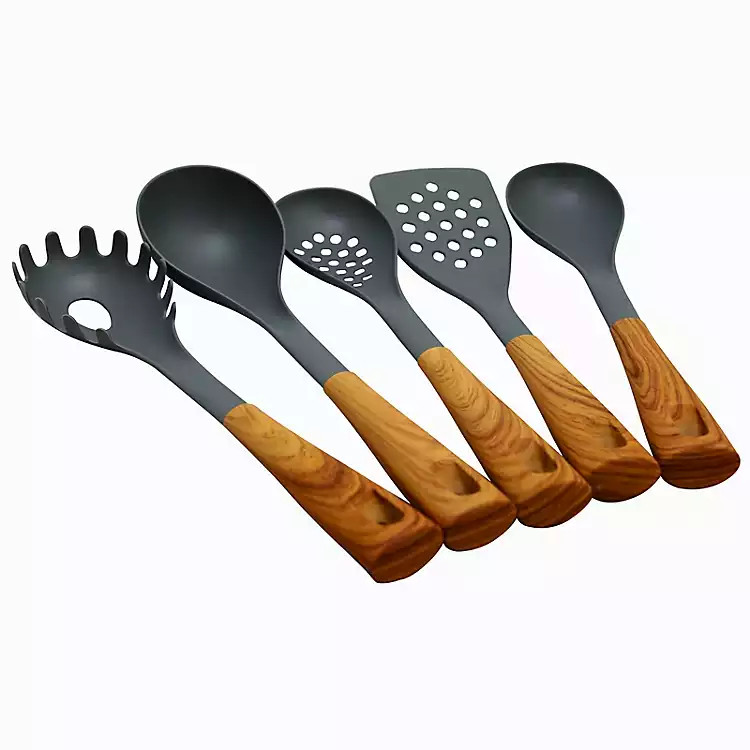 Nylon Wood Inspired 5-pc. Kitchen Tool Set | Kirkland's Home