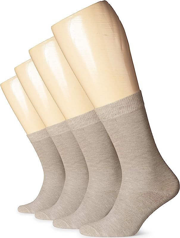 HUGH UGOLI Socks for Women, Plain Colors, Soft, Cotton, Crew, 4 Pairs, Shoe Size: 6-9/9-12 | Amazon (US)