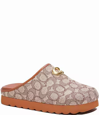 COACH Hadley Signature Logo Print Jacquard Clogs | Dillard's | Dillard's