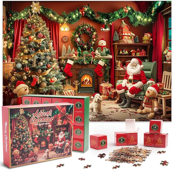 2024 Advent Calendar Jigsaw Puzzle 1008 Pieces for Adult Santa Claus Decoration | Amazon (US)