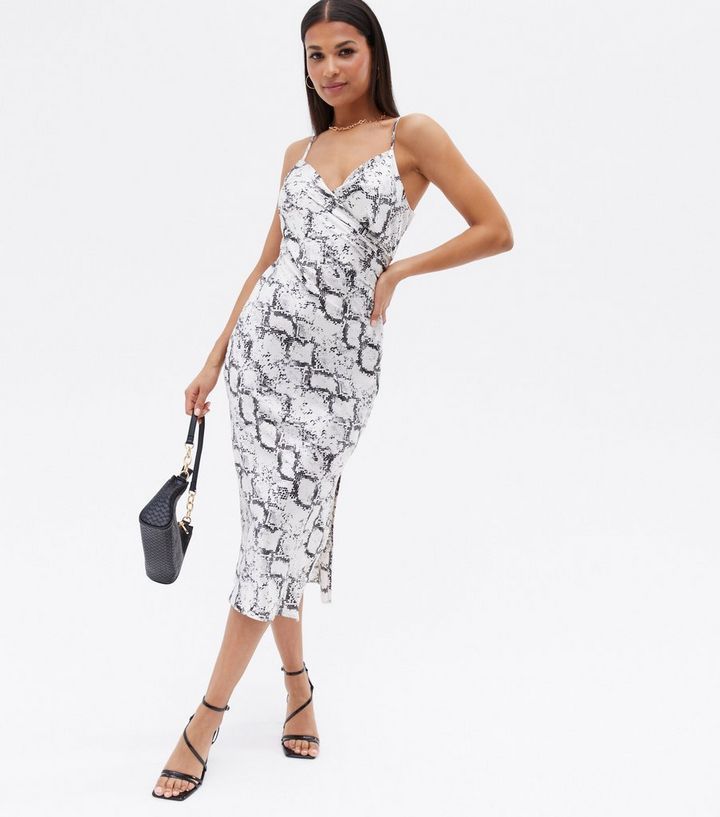 White Snake Print Satin Midi Wrap Dress
						
						Add to Saved Items
						Remove from Saved I... | New Look (UK)