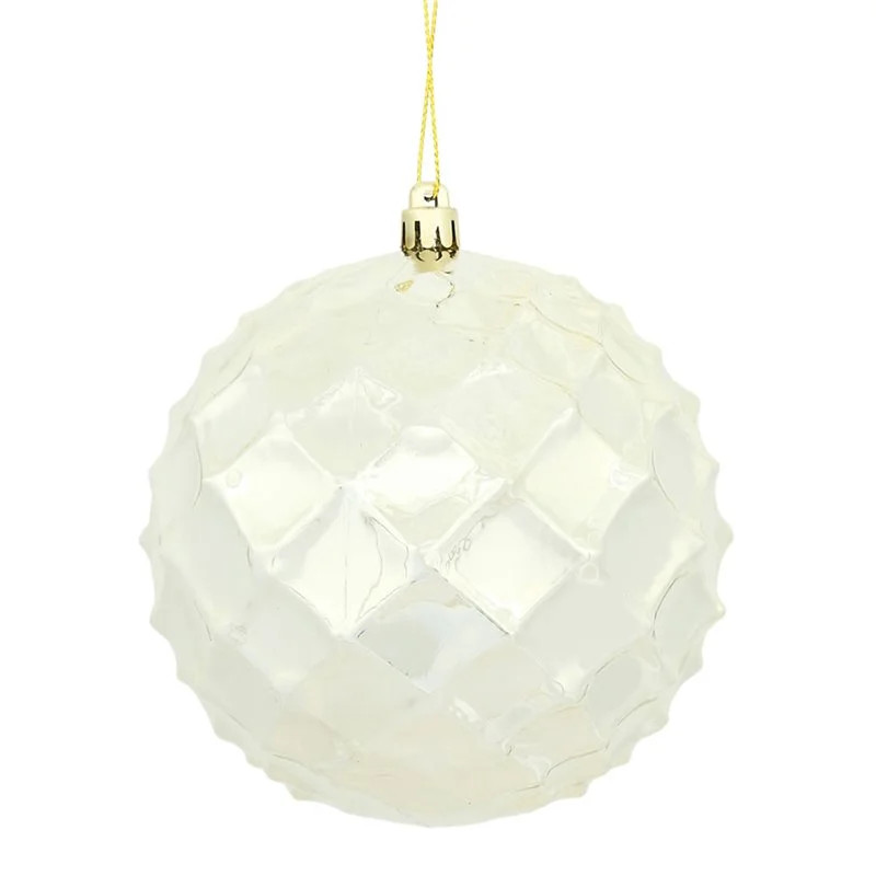 Vickerman 4" Diamond Bauble Christmas Ornaments in Champagne Gold (Set of 6) | Walmart (US)