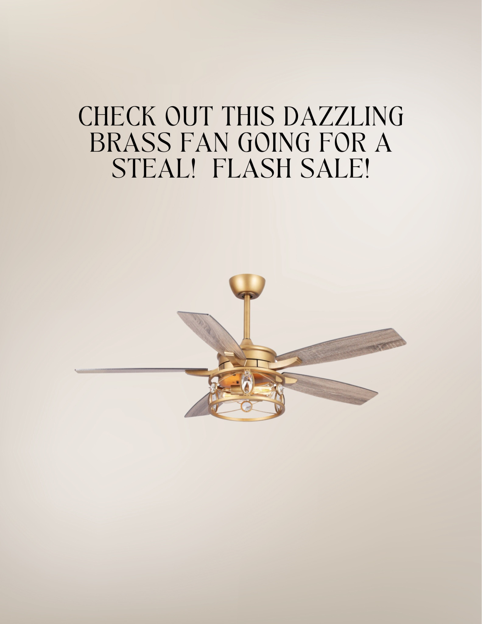 Stunning 52 inch brass and crystal fan on sale now!! Only 117.00! Grab it before it’s gone! 

#fan
#brassfan 
#homedecor

#LTKSeasonal #LTKHome
