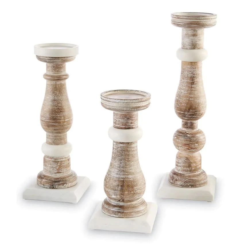 MARBLE WOOD CANDLESTICK MEDIUM | Simply Carolina