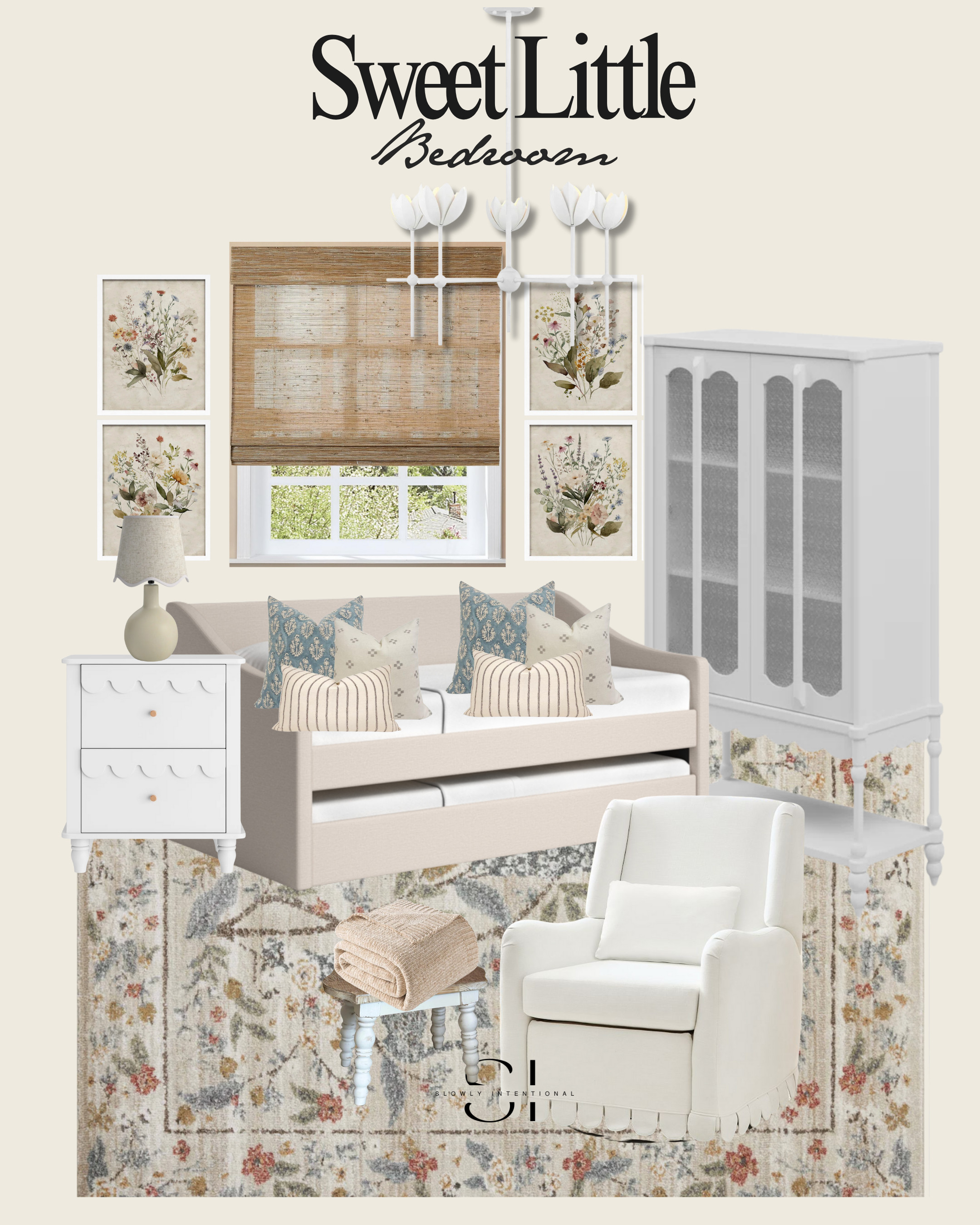 A cute bedroom that any little girl can grow into. Armoire, florals, rifle paper company.  

 #LTKHome