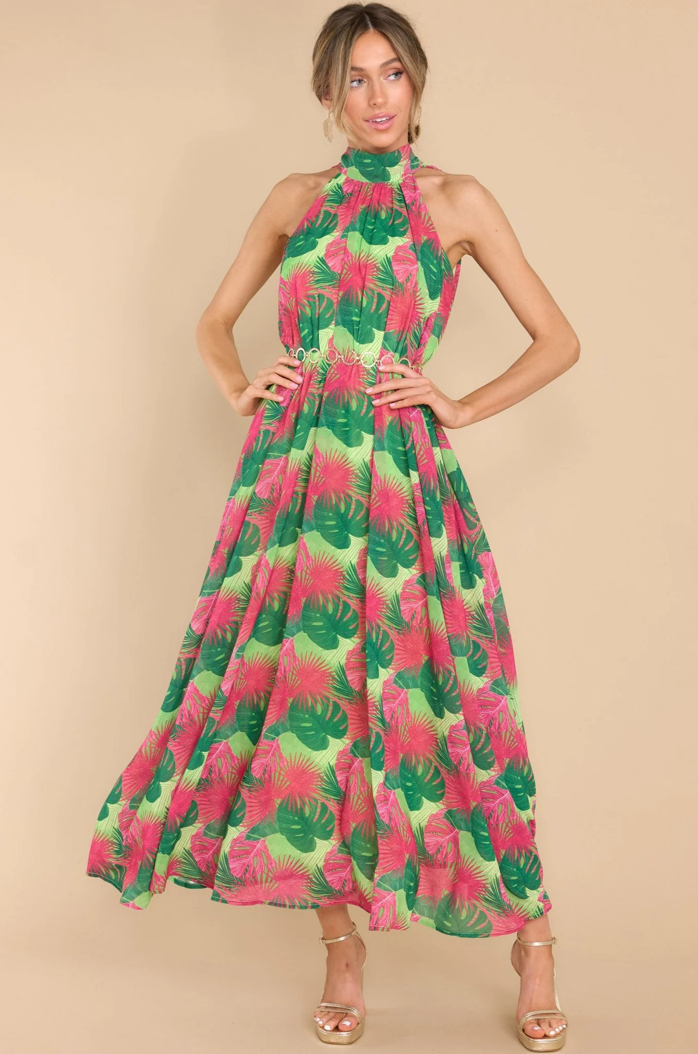 Find Me In Paradise Pink Multi Print Maxi Dress | Red Dress 