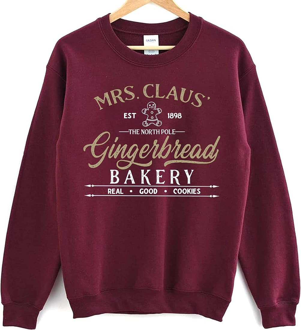Amazon.com: Mrs Claus Gingerbread Bakery Sweater - Cute Christmas Holiday Women Sweatshirt M Ligh... | Amazon (US)