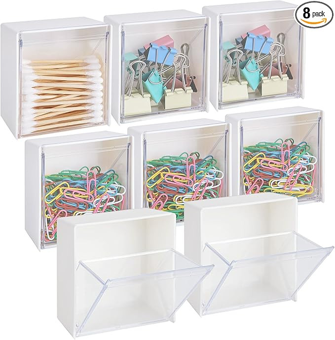 8 Pack Wall Mounted Cotton Ball Organizers, Cotton Pads Holder Dispenser, Self-Adhesive Water&Dus... | Amazon (US)