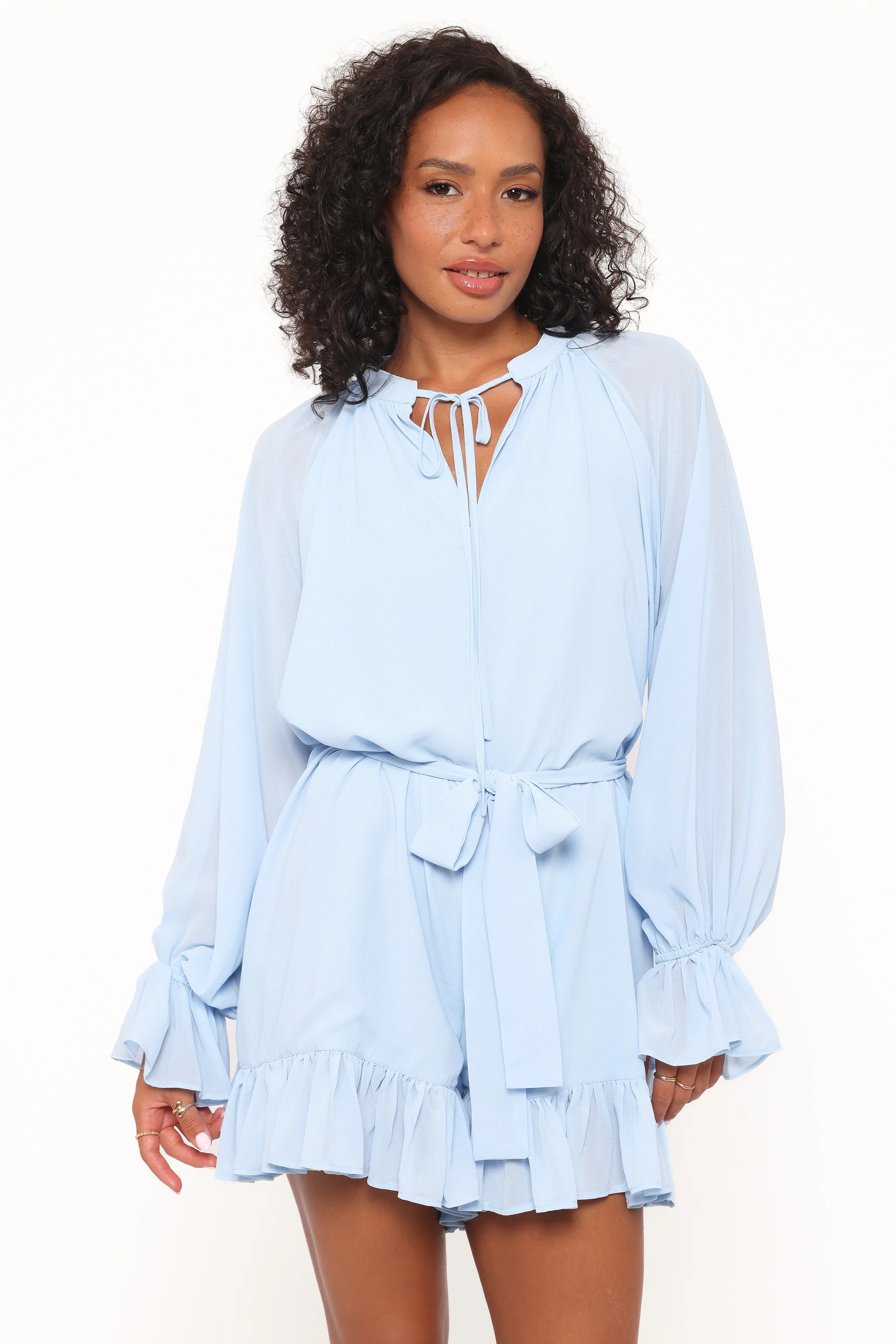 Brianna Long Sleeve Romper - Blue | Petal & Pup (US)