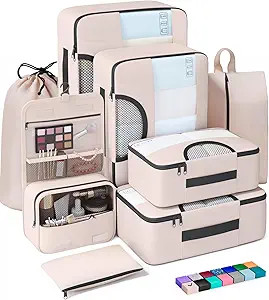Veken 8 Set Packing Cubes for Travel, Gifts for Women Mom, Carry on Suitcase Organizer Bags for L... | Amazon (US)