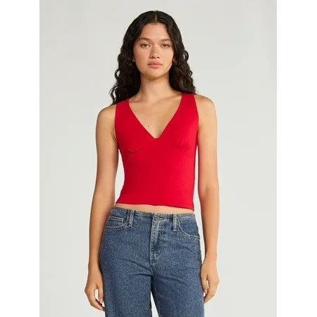 No Boundaries Plunge Neckline Tank Top Women’s | Walmart (US)