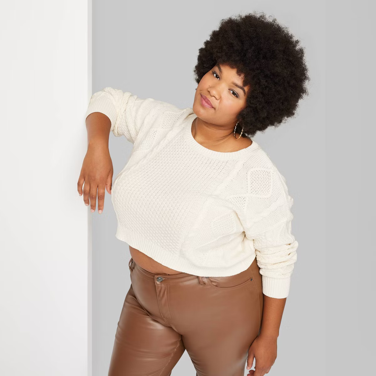 Women's Cropped Cable Pullover - Wild Fable™ | Target