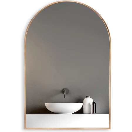 HOWOFURN 24*36 Arched Wall Mounted Mirror Wall Decor w/ Metal Frame for Bathroom Bedroom Entryway Mo | Walmart (US)