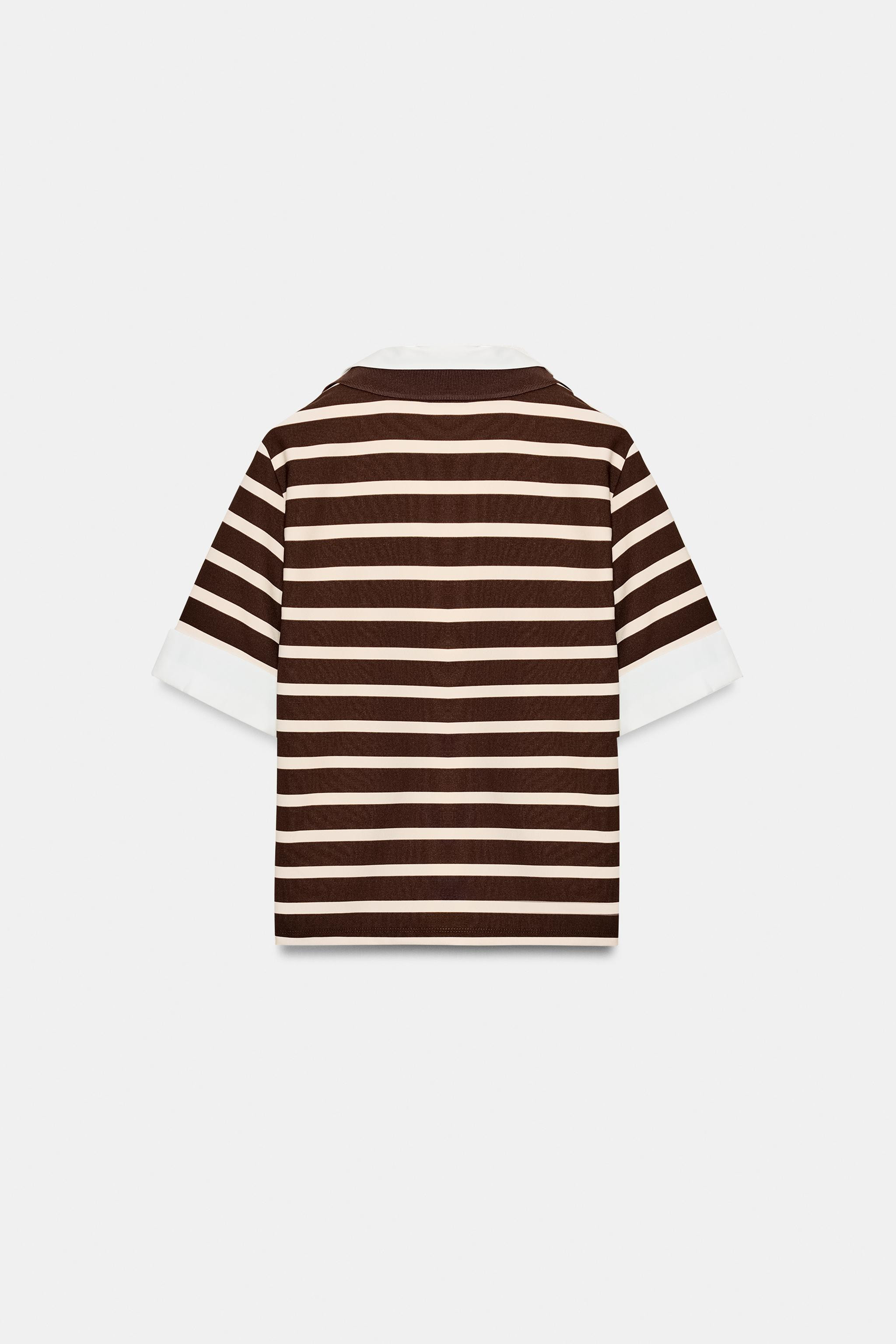 CONTRAST STRIPED POLO TOP | Zara UK