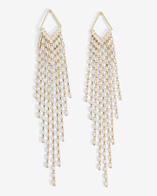Triangle Fringe Post Back Drop Earrings | Express