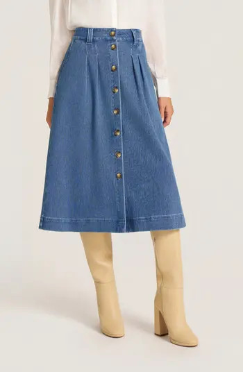 Marlow Button Front Midi Denim Skirt | Nordstrom