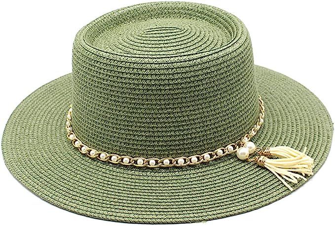 Women Straw Sun Hat, Large Brim Cap for Women Eco-Friendly Summer Straw Hat Beach Sun Hat Fedora ... | Amazon (US)