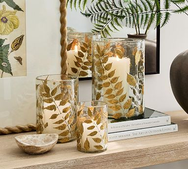 Linden Botanical Hurricane Candle Holder | Pottery Barn (US)