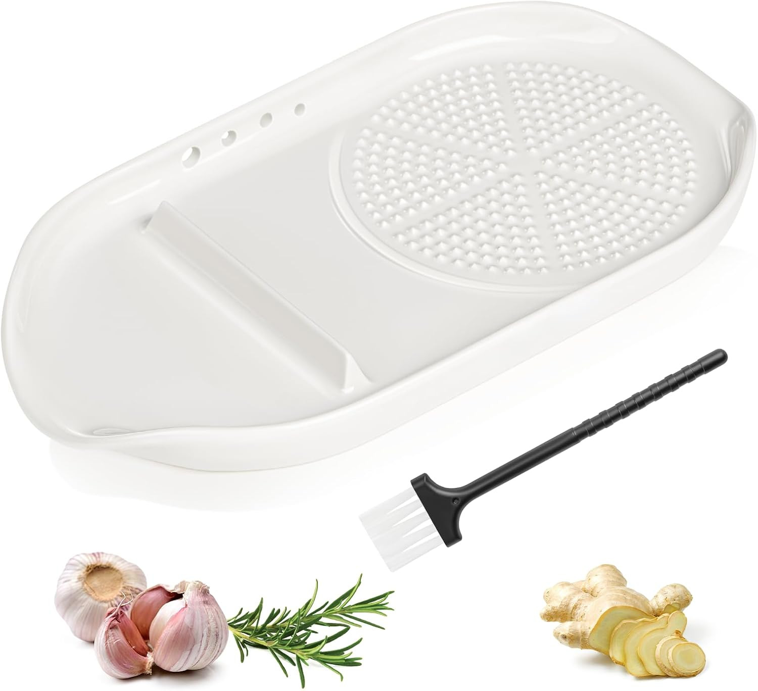 WhiteRhino 4 in 1 Ceramic Garlic Grater with Egg Cracker,Spoon Rest and Herb Stripper, Ginger Gra... | Amazon (US)
