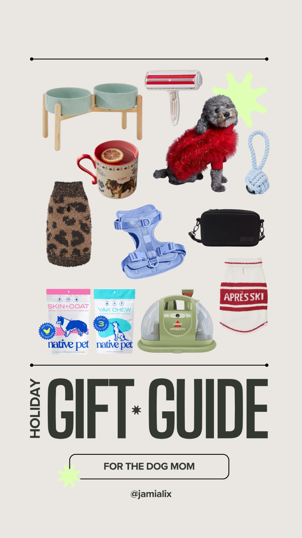 last minute holiday gifts for the dog mamas 🐾🐶 native pet dental treats and my favorite treats for soft skin, dog sweaters, dog harness, green machine, anthropologie dog mug, dog pouch, dog toys 

#LTKFindsUnder100 #LTKGiftGuide #LTKHoliday