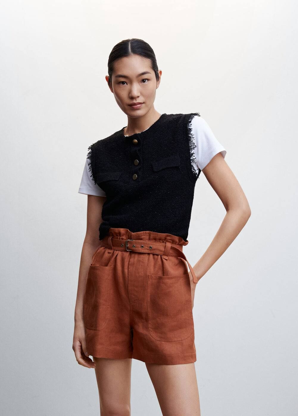 Linen shorts with belt | MANGO (US)