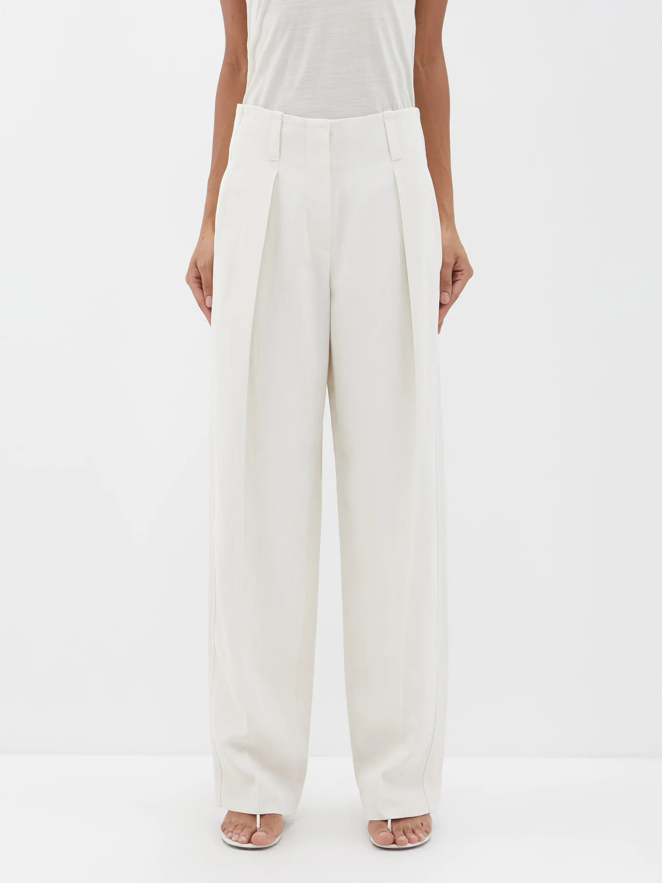 Pleated twill straight-leg suit trousers | Matches (APAC)