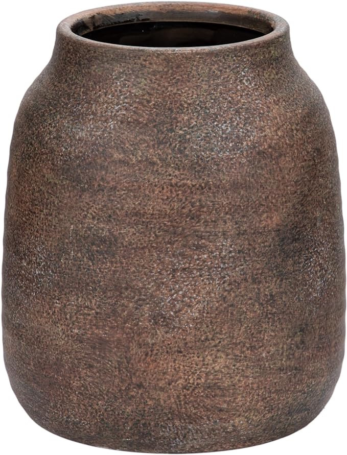 Briful 7in Large Rustic Brown Ceramic Vase,Vintage Farmhouse Flowers Vase,Natural CountryTerra Co... | Amazon (US)