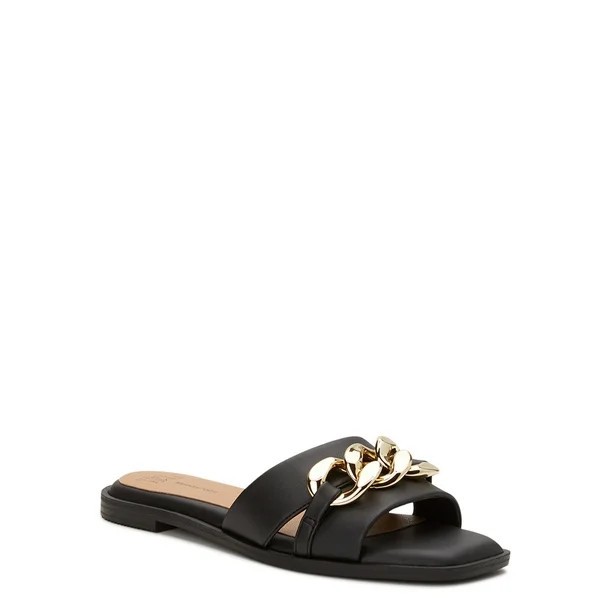 Time and Tru Women's Two Band Chain Sandals | Walmart (US)