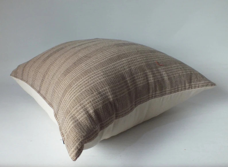 Brown Beige  Cream Striped Sofa Sashiko Pillow Cover Throw decorative  Ethnic Cushions case Accen... | Etsy (US)